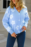 Flower V Neck Button Cardigan