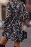 Floral Print Elastic Waist Ruffle Mini Dress