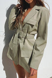 Plain Lapel Collar Open Pockets Winter Outfits Jacket