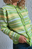 Multicolor Striped Front Winter Outfits  Open Button Knit Cardigans