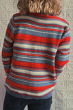 Multicolor Striped Front Winter Outfits  Open Button Knit Cardigans