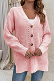 Front Open Button V Neck Knitting Cardigan
