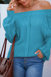 One Shoulder Autumn Outfits Hollow Puff Sleeve Sweater