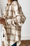 Plaid Button Down Pocketed Shacket Jacket Coats Women Winter Outfits