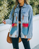 Aztec Denim Jacket Shacket Women