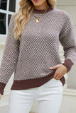 Wave Striped Two Tone Pullover Knit Sweaters