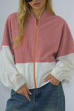 Colorblock Splicing Zipper Fleece Short Winter Outfits Jacket