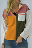 Zipper Colorblock Fleece Short Jacket