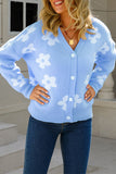 Flower V Neck Button Cardigan