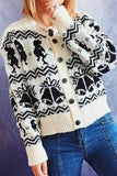 Jingle Bell Knit Open Front Button Sweater Cardigans