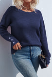 Plain Button Cuff Long Sleeves Knit Sweaters