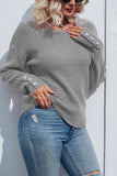 Plain Button Cuff Long Sleeves Knit Sweaters