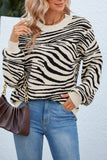 Zebra Stripes Print Long Sleeve Sweater