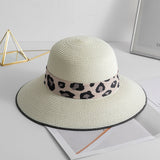 Paziye Straw Bowler Hat Leopard Print Band