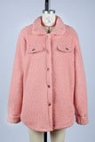 Pink Button Up Fluffy Fleece Winter Outfits Coat
