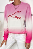 Love Print Gradient Color Pullover Sweatshirt