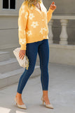 Flower V Neck Button Cardigan