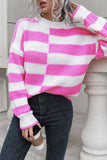 Winter Outfits Asymmetrically Striped Knit Pullover Sweaters