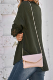 Plain Waffle Knit  Lace Cuff Open Button Long Sleeve Shirts