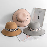 Paziye Straw Bowler Hat Leopard Print Band