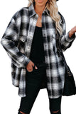 Winter Outfits Black Buttons Pocketed Plaid Shacket