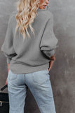 V Neck Turndown Collar Long Sleeve Sweater