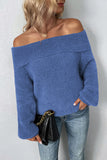 Plain Off Shoulder Hairy Knit Sweaters
