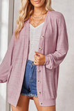 Plain Open Button Loose Knit Cardigans