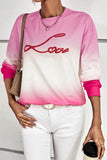 Love Print Gradient Color Pullover Sweatshirt