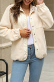 Snap Button Stand Collar Fleece Coat