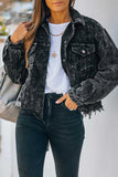 Plain Tassle Hem Corduroy Jacket Coat