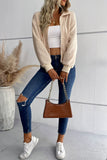 Turndown Collar Zipper Fleece Short Jacket Coat