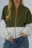 Colorblock Splicing Zipper Fleece Short Winter Outfits Jacket