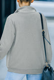 Zipper Turn Down Collar Pockets Long Sleeve Winter Coat Women