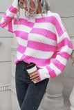 Winter Outfits Asymmetrically Striped Knit Pullover Sweaters