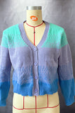 Autumn Outfits Gradient Color Block Button Front Open Sweater Cardigans