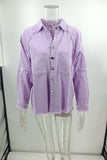 Winter Outfits Candy Color Button Pockets Raw Trim Denim Jackets