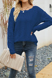 Plain Hollow Out Long Sleeve Sweater