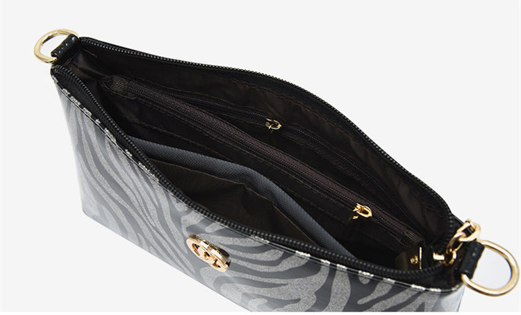 Paziye Shiny Leather Leopard Print Shoulder Crossbody Bags