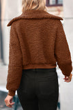 Plain Zipper Sherpa Short Jacket Coat