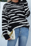 Zebra Striped Knit winter outfits  Pullover Sweaters