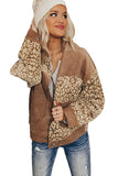 Brown Leopard Print Corduroy Long Sleeve Jacket
