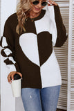 Color Block Heart Knit Sweaters