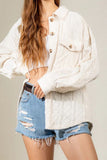 Plain Button Up Cable Knit Coat with Winter Outfits Pockets