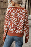 Fall Outfits Leopard Drop Shoulder Long Sleeve Knitting Sweater