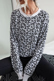 Leopard Splicing Knitting Pullover Winter Outfits  Sweater