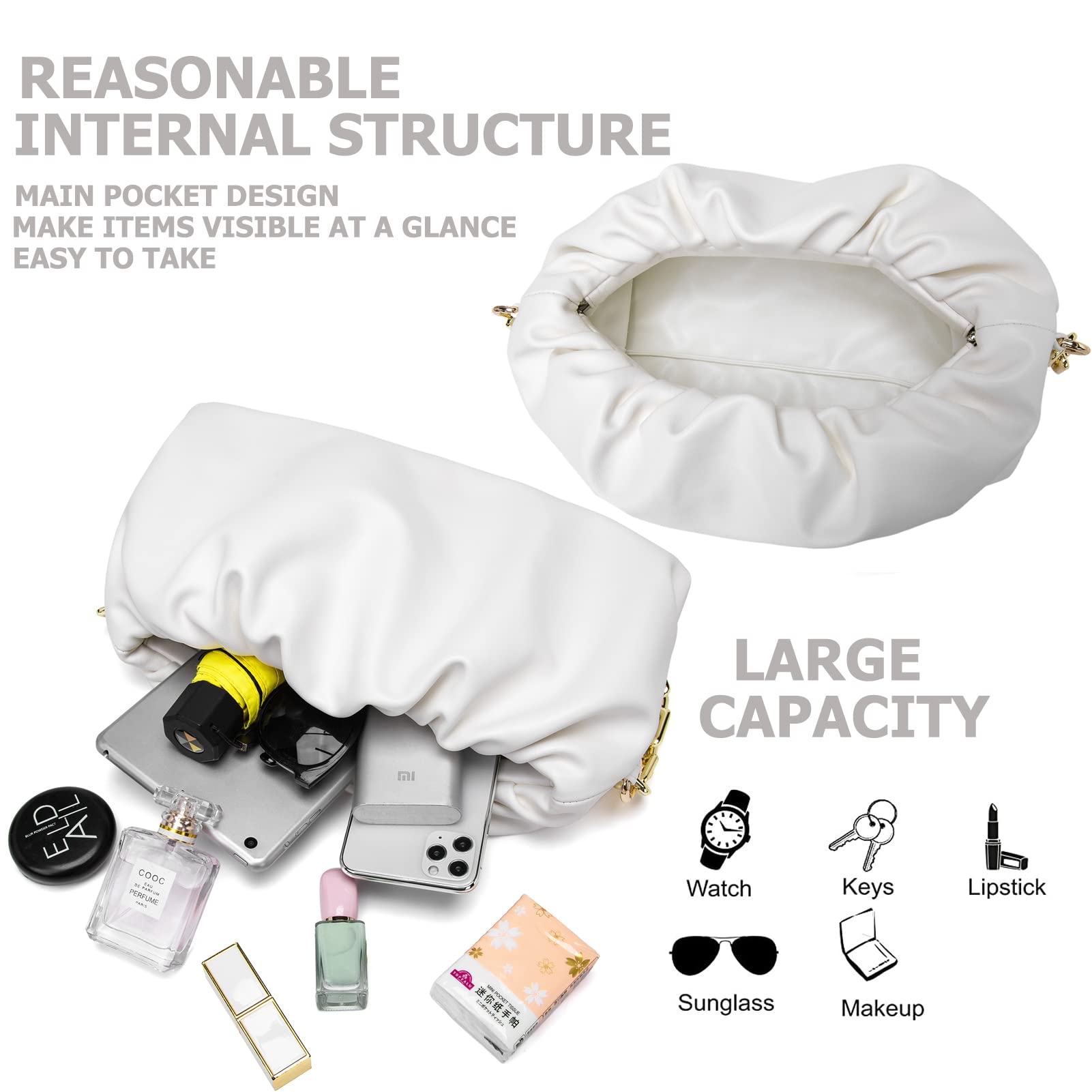Portable Cloud Clip Mouth Bag Dumpling Bag Underarm Bag