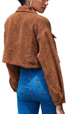 Brown Button Up Corduroy Short Jacket Coat