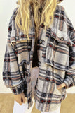 Plaid Pockets Open Button Oversize Winter Outfits Jackets
