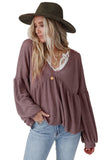 Purple Waffle Knit Babydoll Top